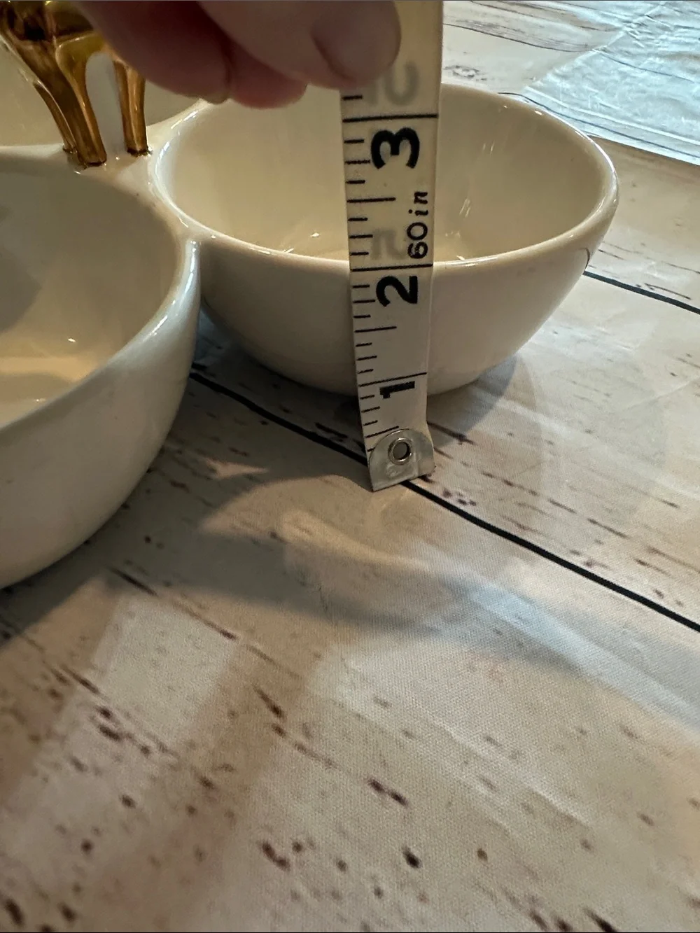 Threshold Cream Ceramic 3-Bowl Server with Gold Deer Accent